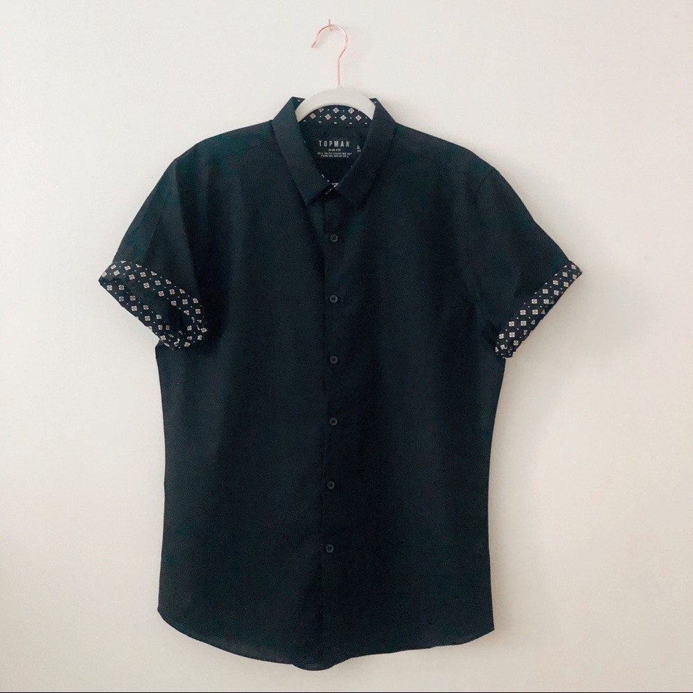 NWT Topman Short Sleeve Button-Down, Slim Fit, L